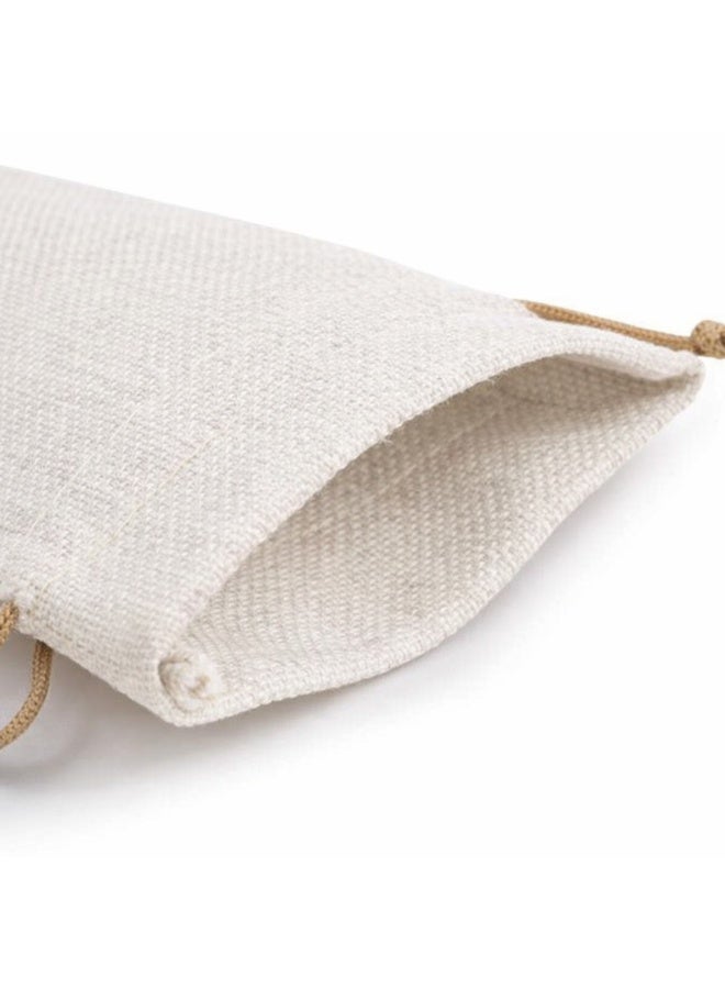 10 أكياس هدايا وحقائب الجوت و المجوهرات الكتانية مع رباط لعيد الميلاد والحفلات وهدايا الزفاف والهدايا والفنون والحرف اليدوية (لون ابيض) - Image 4